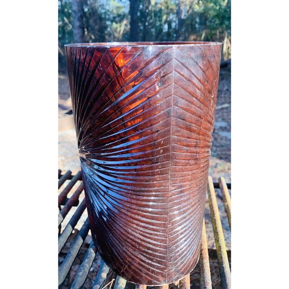 MCM Faux Tortoise Amber Lucite Waste Basket Swirl Translucent Amazing Design GUC - Picture 12 of 16